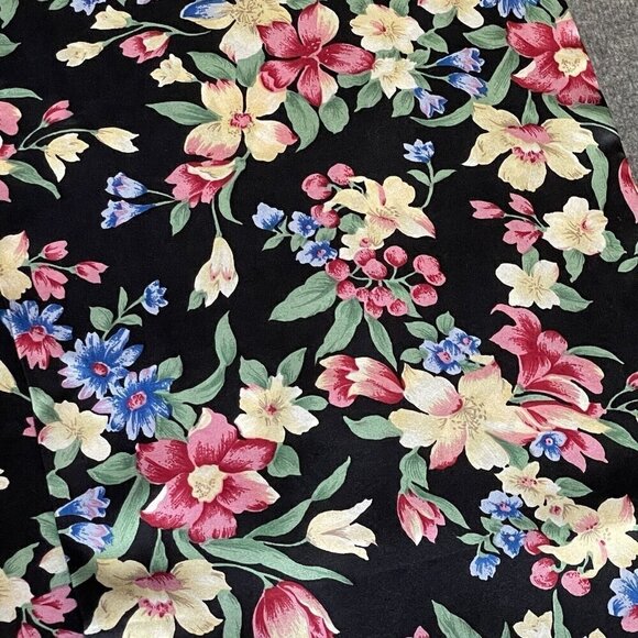 Shanghai Museum Womens Silk Scarf Black Floral Rectangular Tassed Fringe Trim - Picture 11 of 11